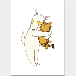 Tora and Yuki (cat and goat) - Hug Posters and Art